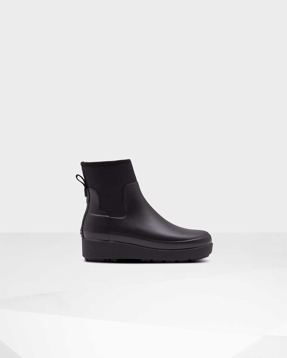 Hunter Refined Slim Fit Neoprene Creeper Women's Chelsea Boots NZ-75303O Black